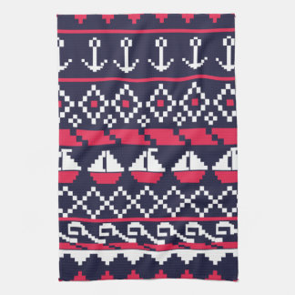 Nautical Cross stitch Tea Towel