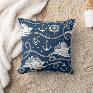 Nautical Cruise Seamless Pattern Cushion