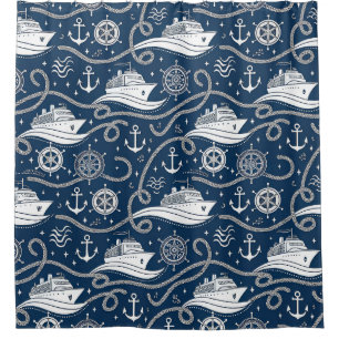 Nautical Cruise Seamless Pattern Shower Curtain