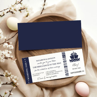 Nautical Cruise Ship Boarding pass wedding Invitation