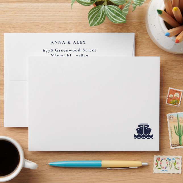 Nautical Cruise Ship Boat wedding Envelope (Desk)