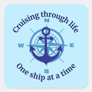 Nautical Cruising Life Square Sticker
