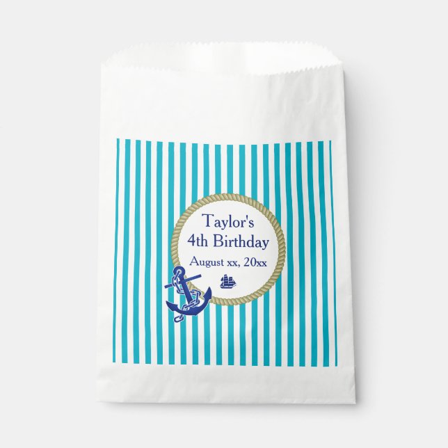 Nautical Custom Birthday Favour Bags (Front)