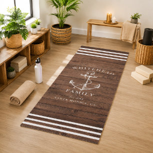 Nautical Custom Family Anchor Brown Wood Yoga Mat