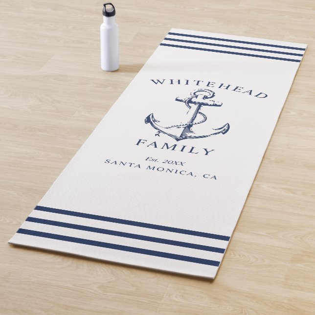 Nautical Custom Family Anchor White Yoga Mat (In Situ)