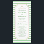 Nautical Custom Mint White Program Rack Cards<br><div class="desc">Customise this Stylish Modern Nautical Wedding Program Cards. Mint and white striped design, set as a template for an easy customisation. Mint colour of the stripes is customisable and can be changed to any other colour, you can change it by changing the Background colour. Please note that the gold on...</div>