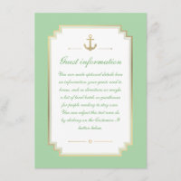 Nautical Custom Mint White Wedding Insert Card