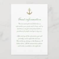 Nautical Custom Mint White Wedding Insert Card