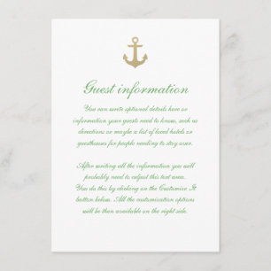 Nautical Custom Mint White Wedding Insert Card