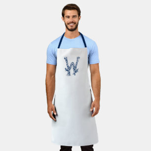 Nautical custom monogram rope knots blue white apron