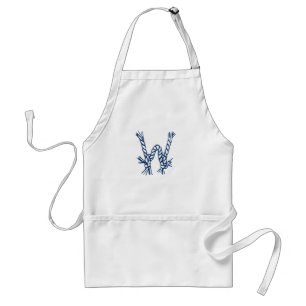 Nautical custom monogram rope knots blue white standard apron