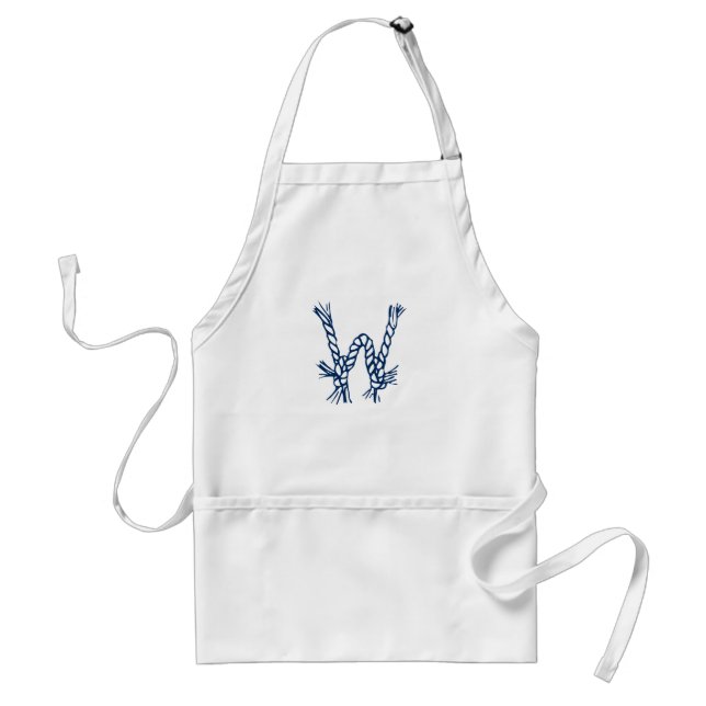 Nautical custom monogram rope knots blue white standard apron (Front)