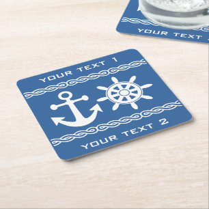 Nautical custom text & color coasters