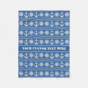 Nautical custom text & colour fleece blankets