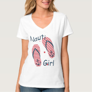 Nautical Cute Flip Flop Design Nauti Girl T-shirt