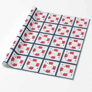 Nautical Cute Lifesaver Design Wrap Wrapping Paper