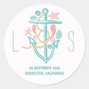 nautical cute modern wedding stickers