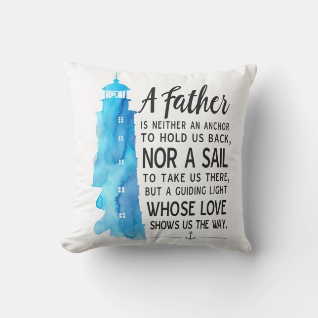 Nautical Dad Pillow with Anchors and Lighthouse (Front)