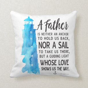 Nautical Dad Pillow with Anchors and Lighthouse
