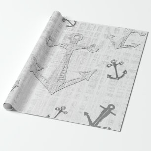 Nautical decoupage black and white wrapping paper