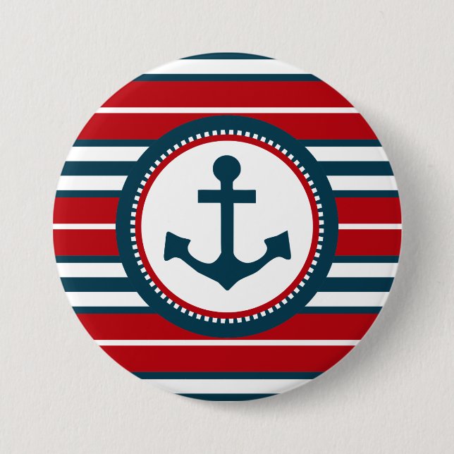 Nautical design 7.5 cm round badge (Front)