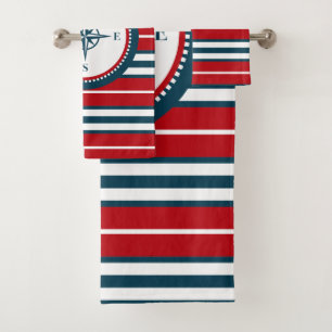 Nautical design bath towel set