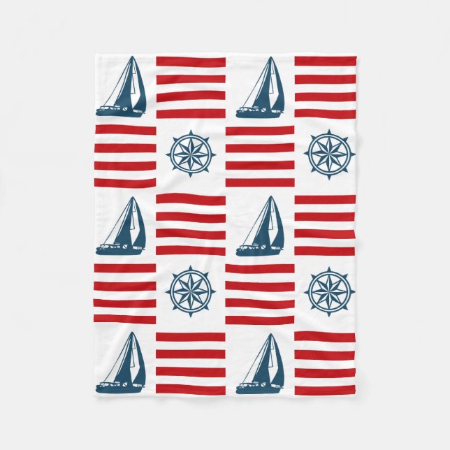 Nautical design fleece blanket (Front)