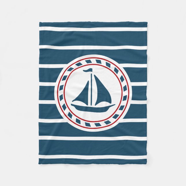 Nautical design fleece blanket (Front)