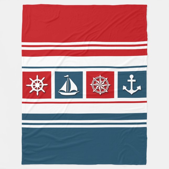 Nautical design fleece blanket (Front)