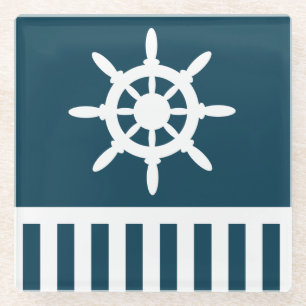 Nautical design glass coaster