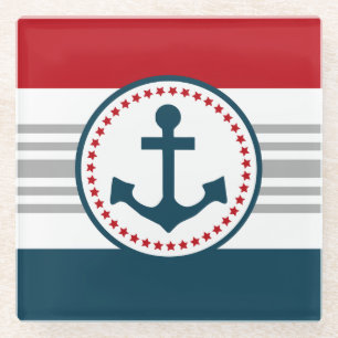 Nautical design glass coaster
