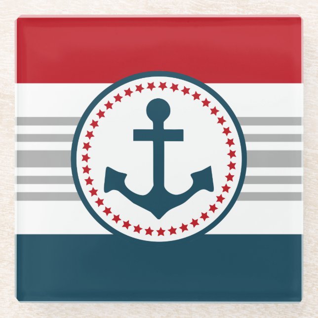 Nautical design glass coaster (Front)