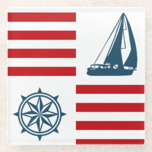 Nautical design glass coaster