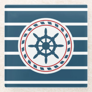 Nautical design glass coaster