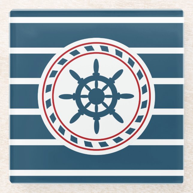 Nautical design glass coaster (Front)