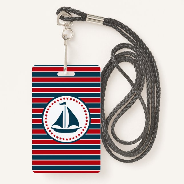 Nautical design ID badge (Front with Lanyard)