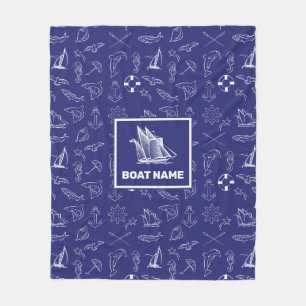 Nautical Design Navy Blue Blanket