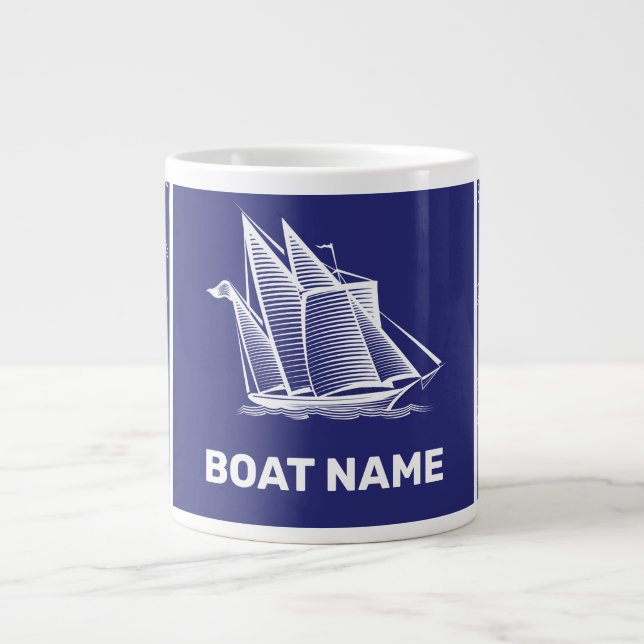 Nautical Design Navy Blue Cloth Mug (Front)