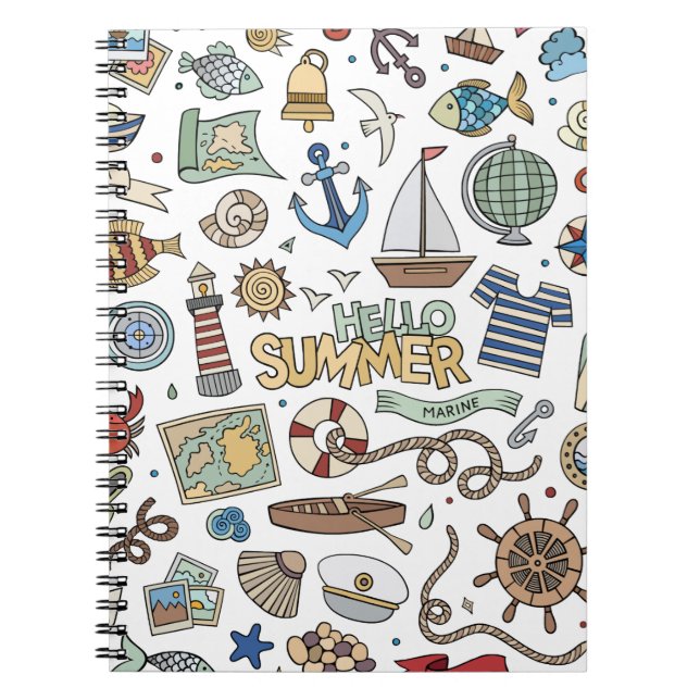 Nautical Design on White background Notebook (Front)