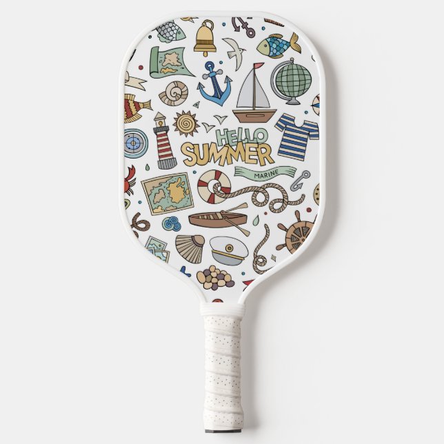 Nautical Design on White background   Pickleball Paddle (Front)