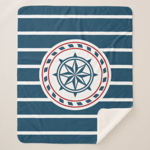 Nautical design sherpa blanket