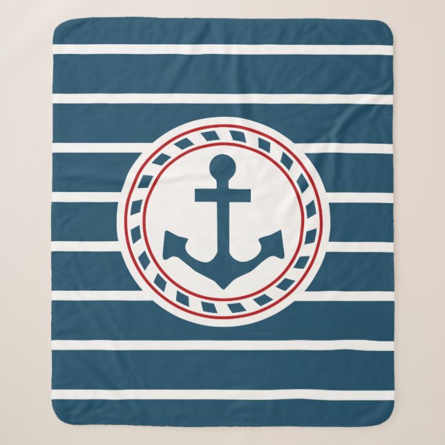 Nautical design sherpa blanket (Front)