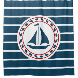 Nautical design shower curtain