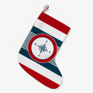 Nautical design small christmas stocking