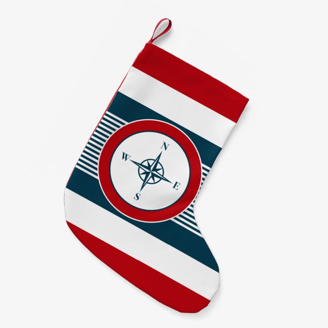 Nautical design small christmas stocking (Front (Hanging))