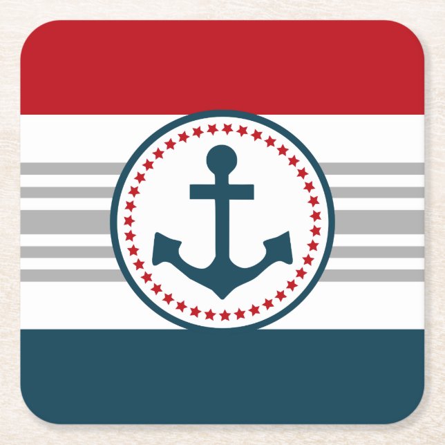 Nautical design square paper coaster (Front)