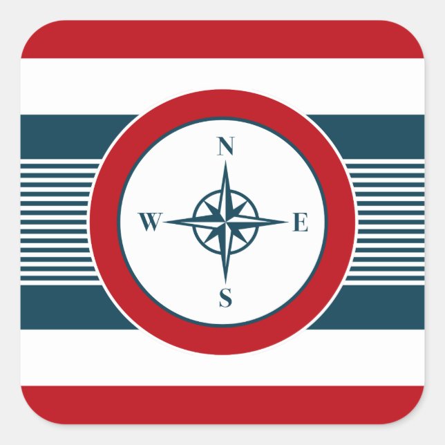 Nautical design square sticker (Front)