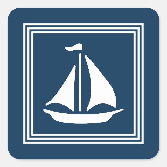 Nautical design square sticker (Front)