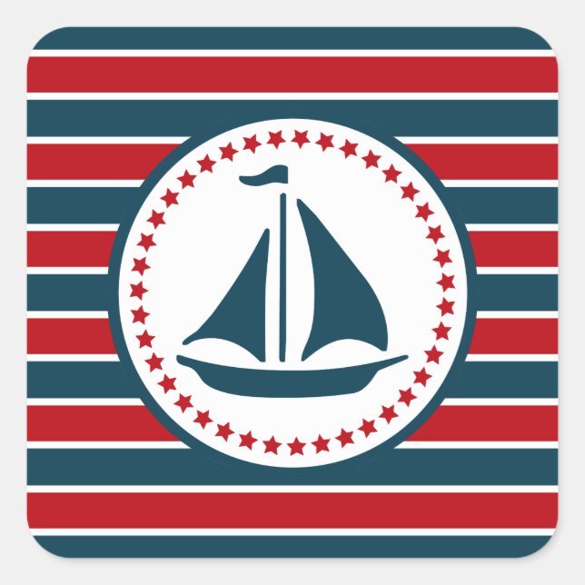 Nautical design square sticker (Front)