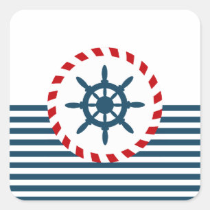 Nautical design square sticker